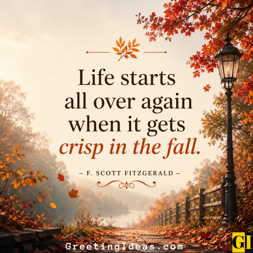 Life Begins Again Scenic autumn pathway with quote about new beginnings in fall