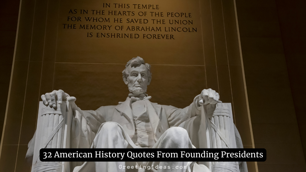 American history quotes Abraham Lincoln statue at memorial temple honoring founding president who preserved union and freed enslaved people