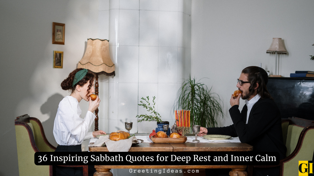Sabbath quotes for rest and peace showing a calm table scene that reflects sacred rest, inner calm, and spiritual stillness.