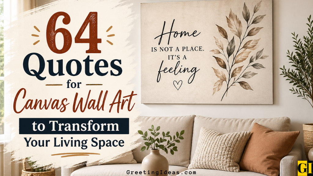 Warm living room canvas wall art quote about home as a feeling