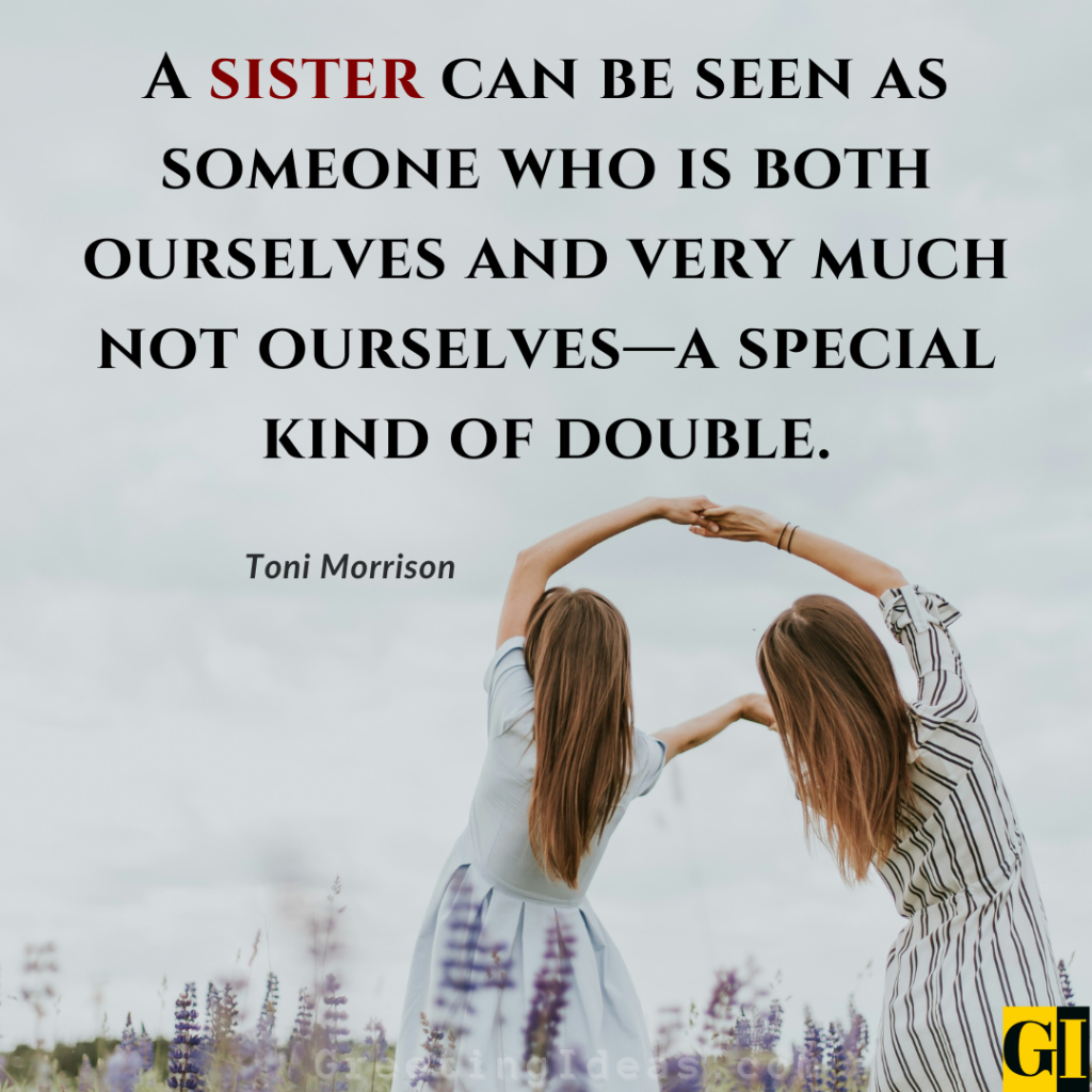 Two young women forming a heart shape with their arms outdoors — Toni Morrison quote on the unique sister relationship and unconditional sisterhood
