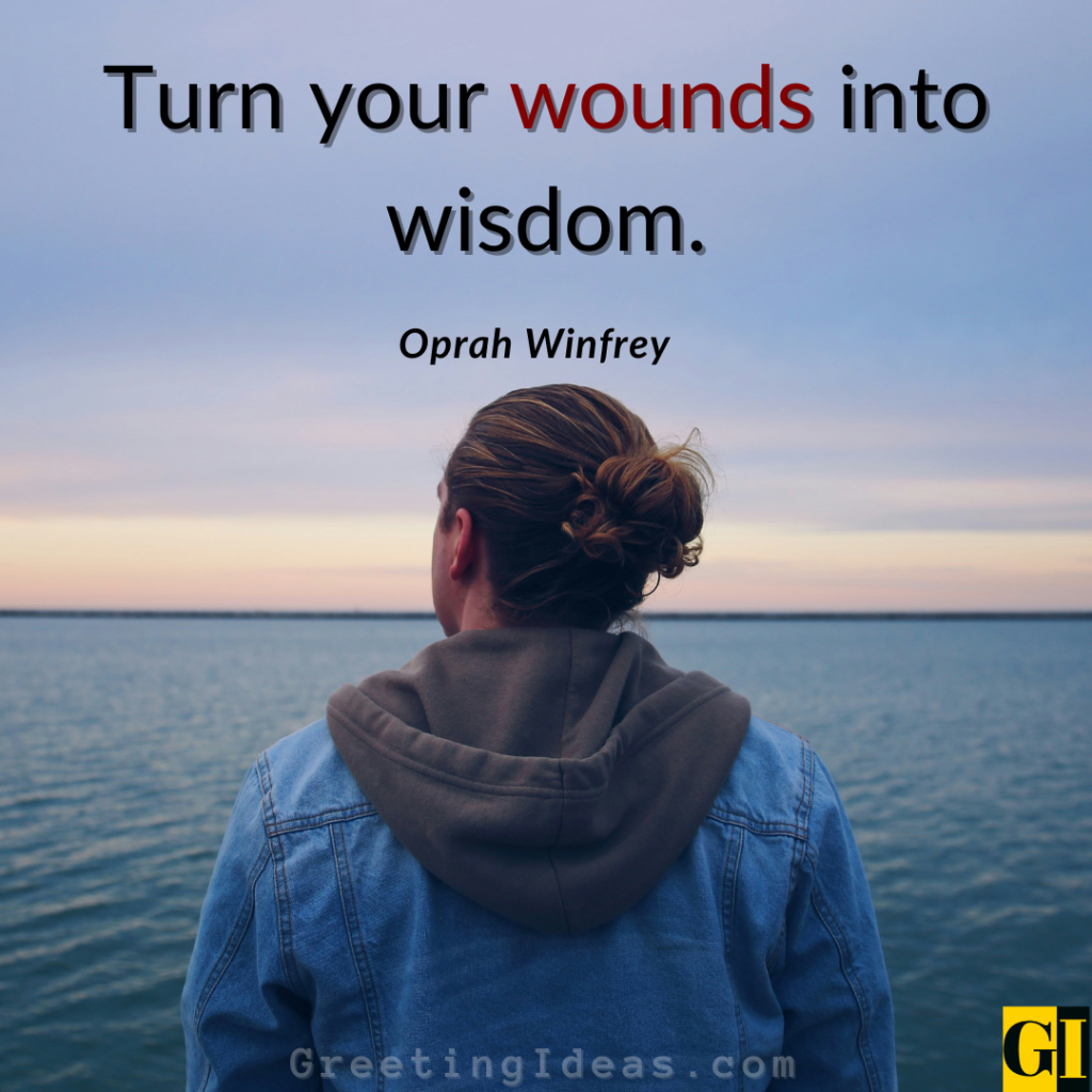  Oprah Winfrey quote on resilience over ocean backdrop — powerful punchy phrase about turning pain into personal growth and wisdom 