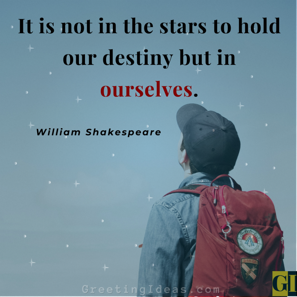 Person looking up at a sky full of stars — Shakespeare quote about owning your destiny and life decisions