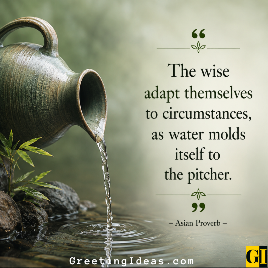 Water pouring from a ceramic jug into a still pond, illustrating adaptability