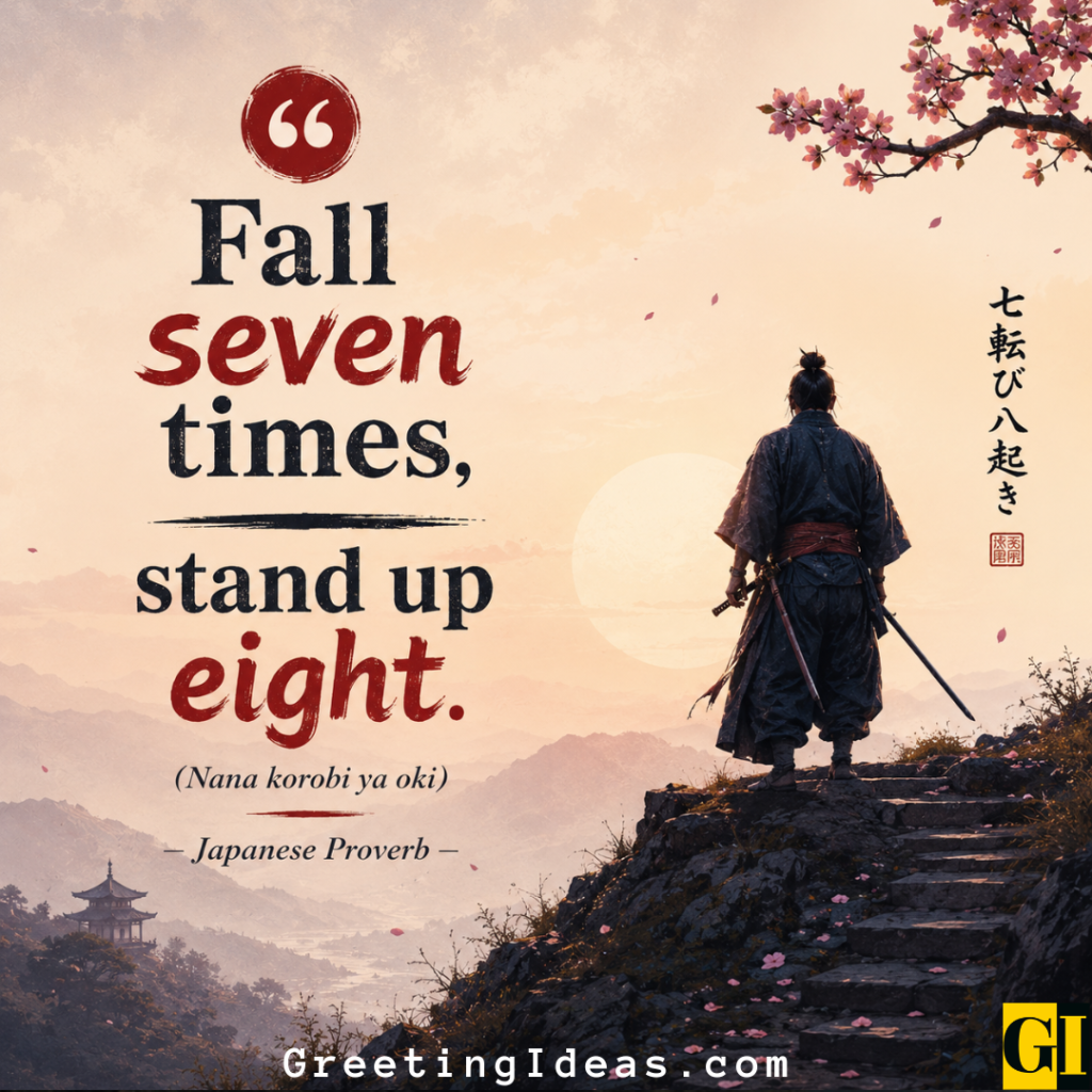 Lone samurai standing on stone steps at dusk beneath cherry blossom branches